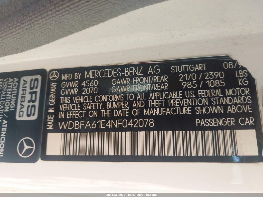 WDBFA61E4NF042078 1992 MERCEDES-BENZ 300 photo no. 9