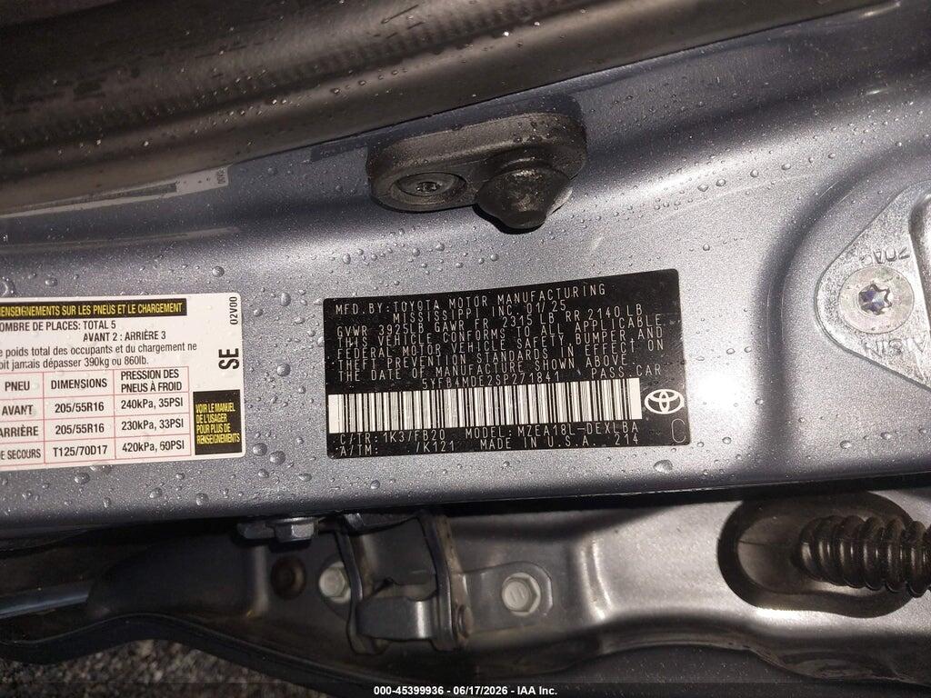 5YFB4MDE2SP271841 2025 TOYOTA COROLLA photo no. 9