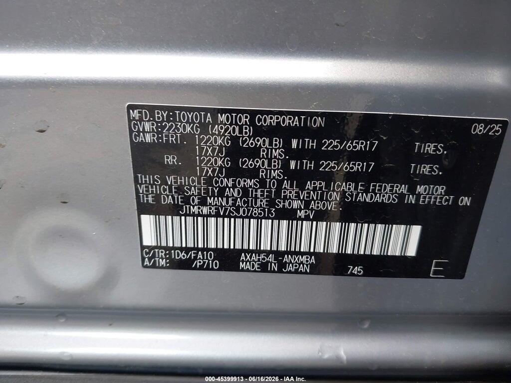 JTMRWRFV7SJ078513 2025 TOYOTA RAV4 HYBRID photo no. 9