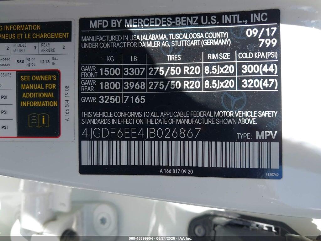 4JGDF6EE4JB026867 2018 MERCEDES-BENZ GLS 450 photo no. 9