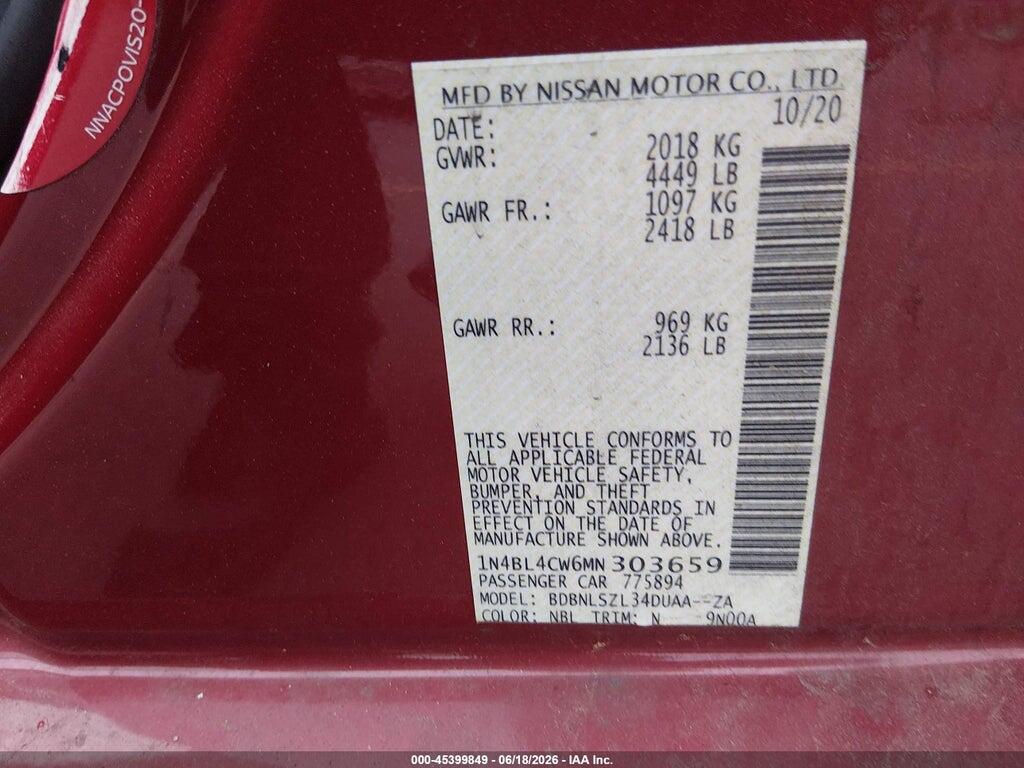 1N4BL4CW6MN303659 2021 NISSAN ALTIMA photo no. 9