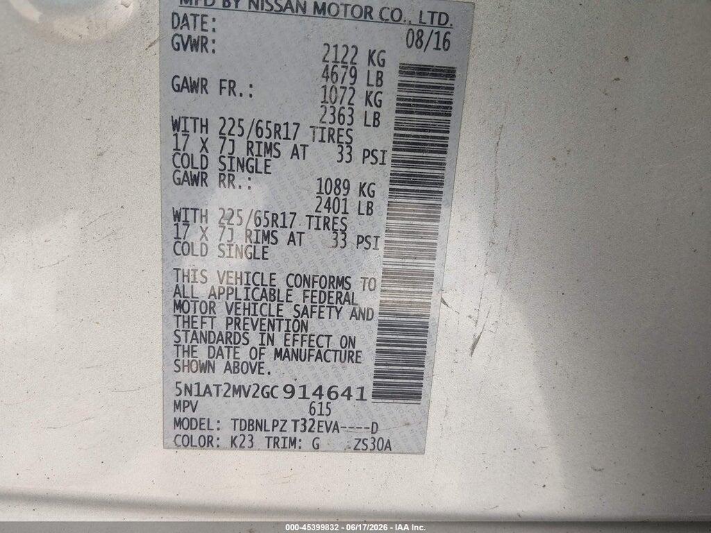 5N1AT2MV2GC914641 2016 NISSAN ROGUE photo no. 9