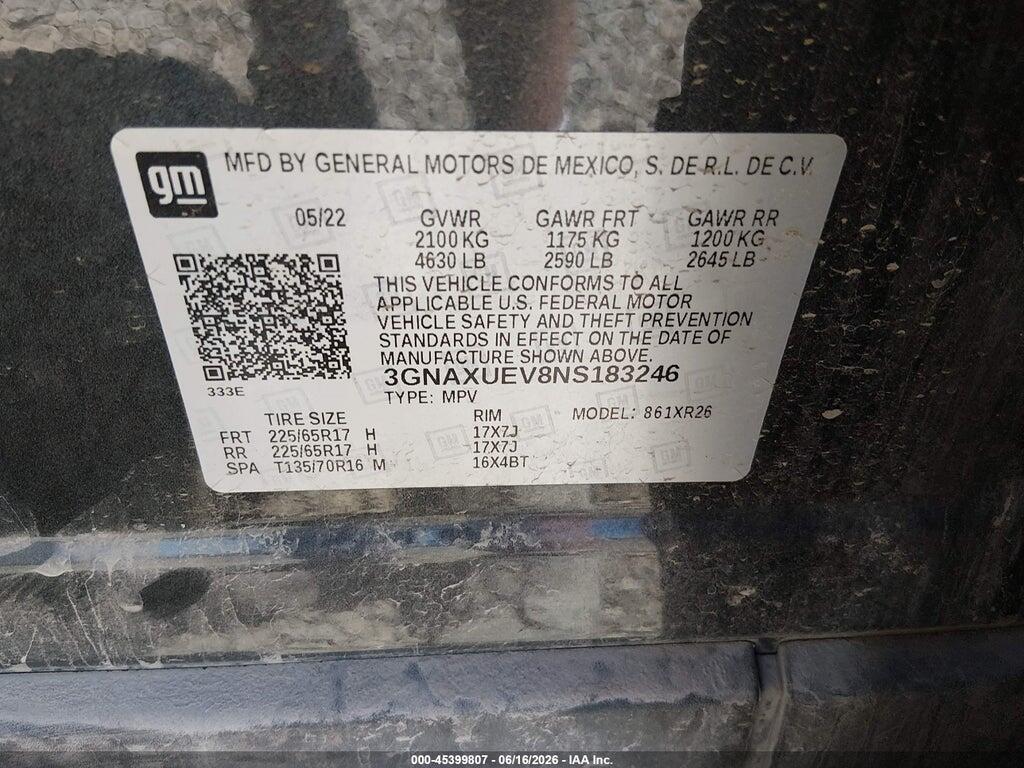 3GNAXUEV8NS183246 2022 CHEVROLET EQUINOX photo no. 9