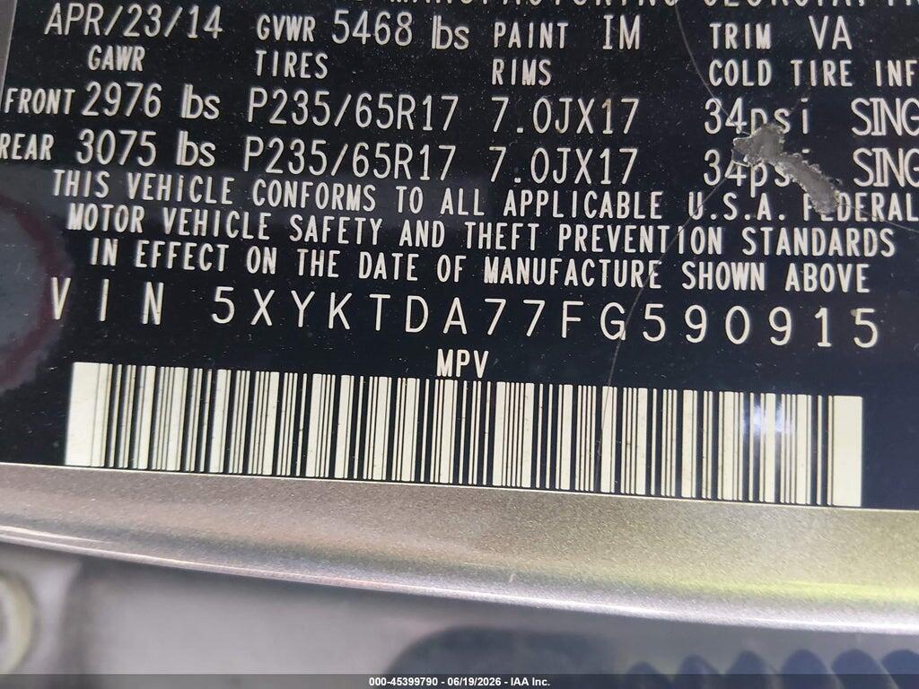 5XYKTDA77FG590915 2015 KIA SORENTO photo no. 9