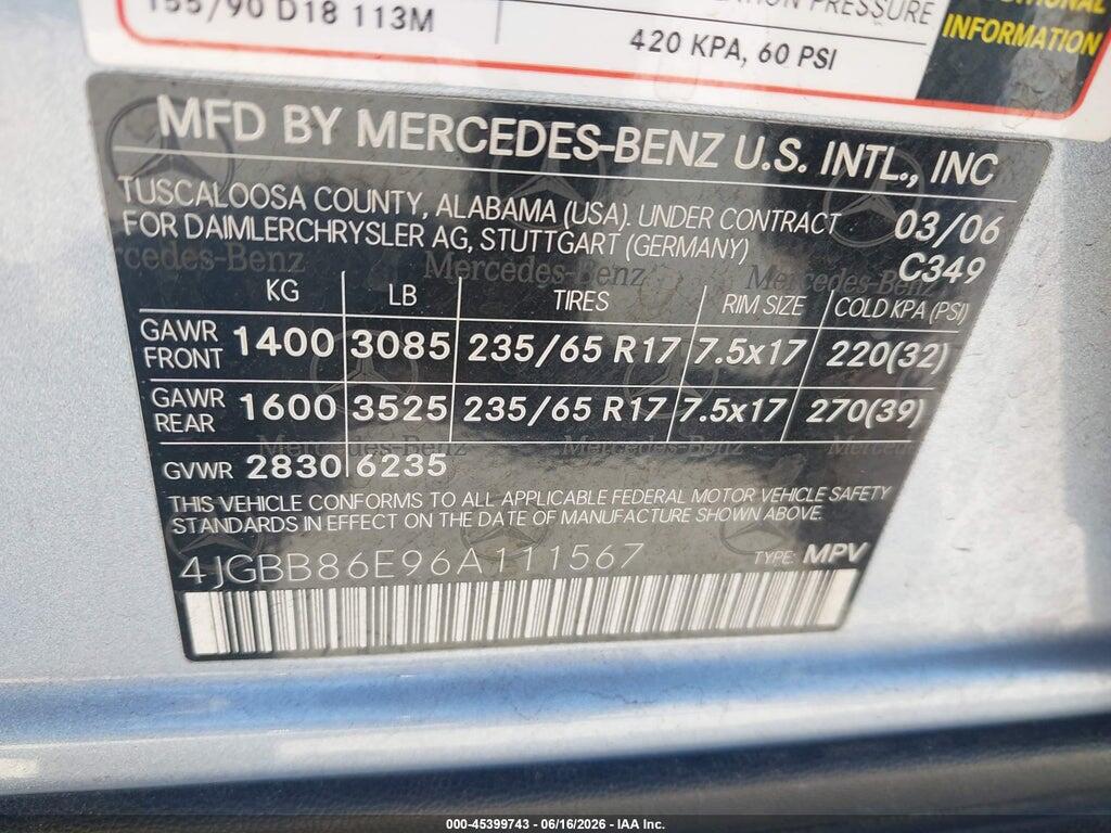 4JGBB86E96A111567 2006 MERCEDES-BENZ ML 350 photo no. 9