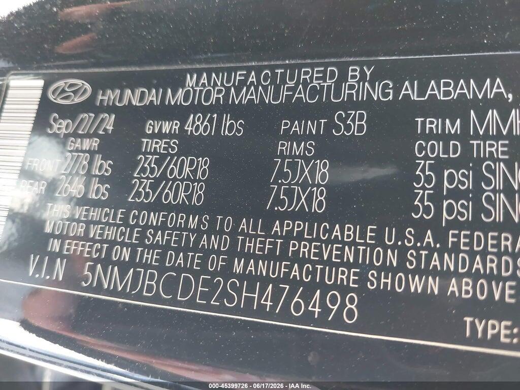 5NMJBCDE2SH476498 2025 HYUNDAI TUCSON photo no. 9