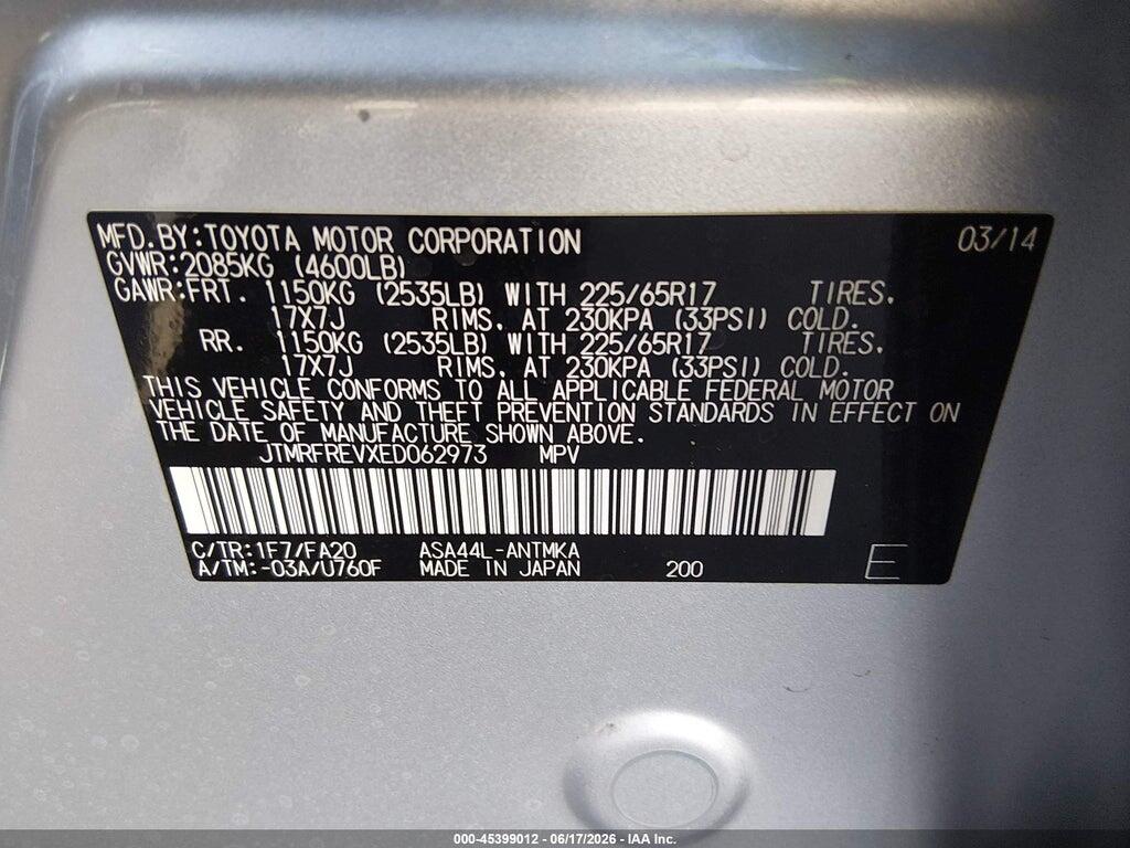 JTMRFREVXED062973 2014 TOYOTA RAV4 photo no. 9