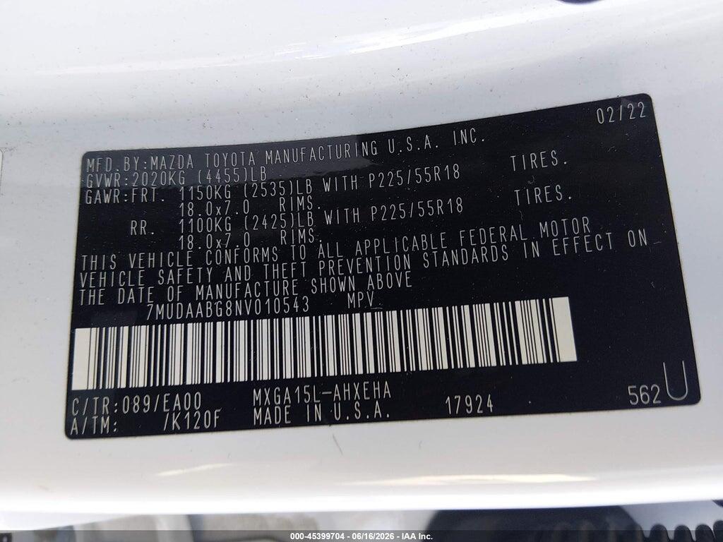 7MUDAABG8NV010543 2022 TOYOTA COROLLA CROSS photo no. 9