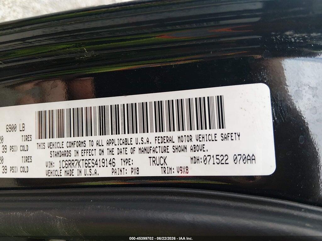 1C6RR7KT6ES419146 2014 RAM 1500 photo no. 9