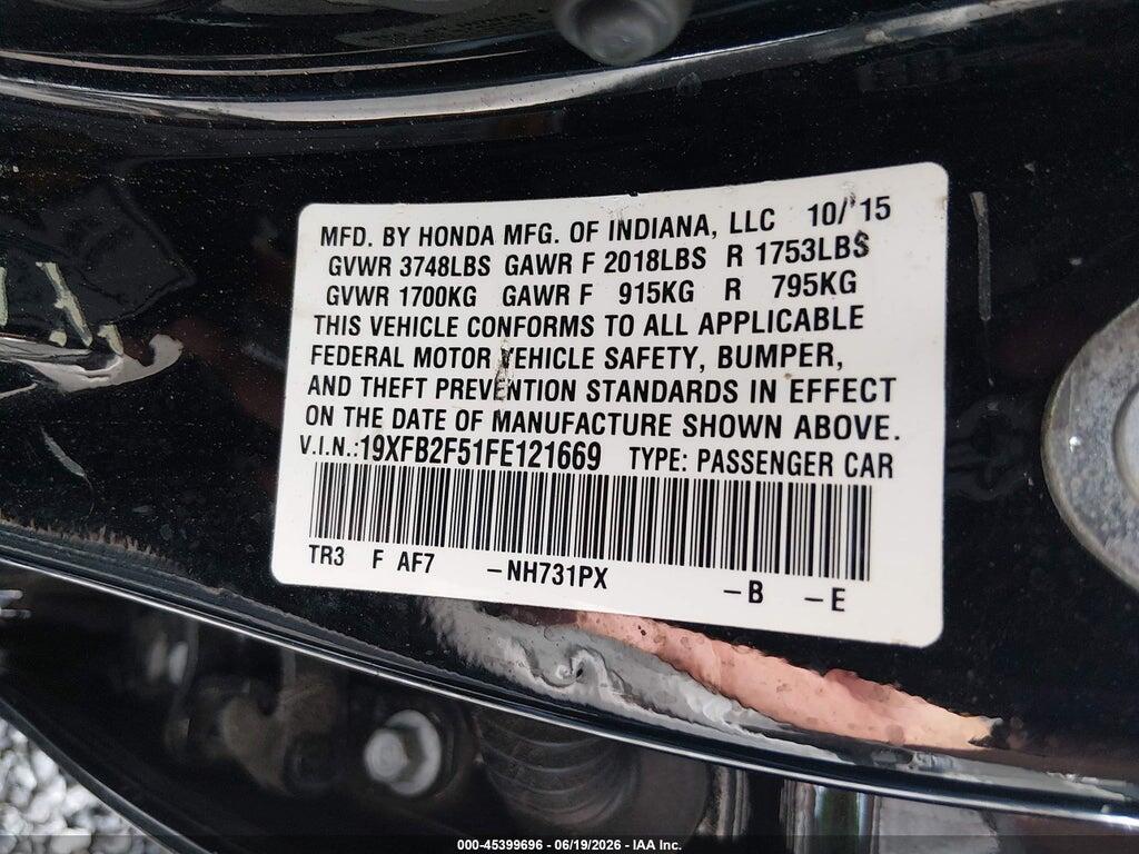 19XFB2F51FE121669 2015 HONDA CIVIC photo no. 9