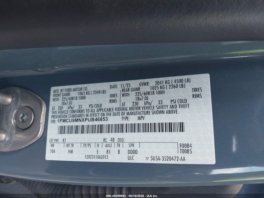 1FMCU9MNXPUB46853 2023 FORD ESCAPE photo no. 9