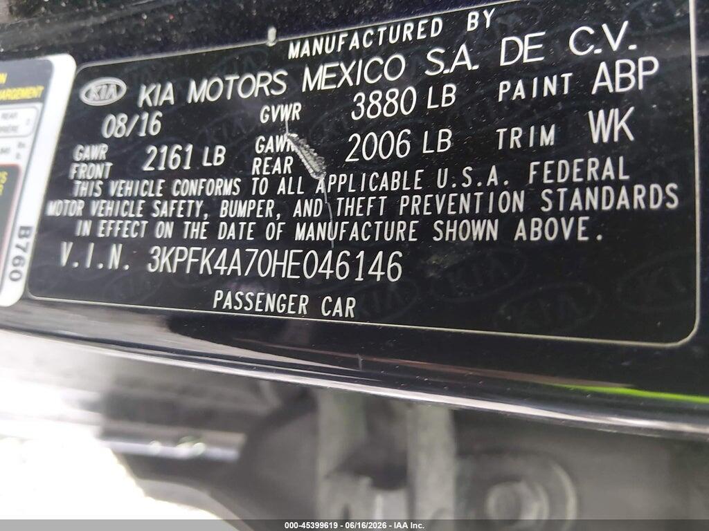 3KPFK4A70HE046146 2017 KIA FORTE photo no. 9