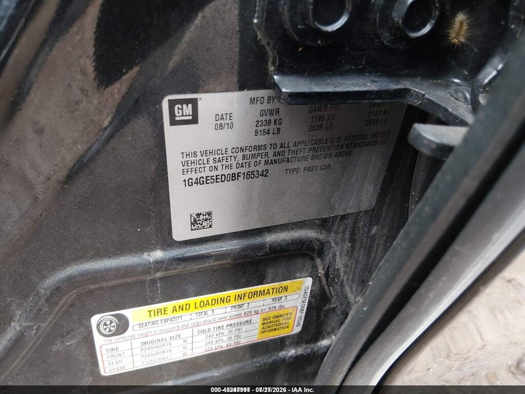 1G4GE5ED0BF165342 2011 BUICK LACROSSE photo no. 9