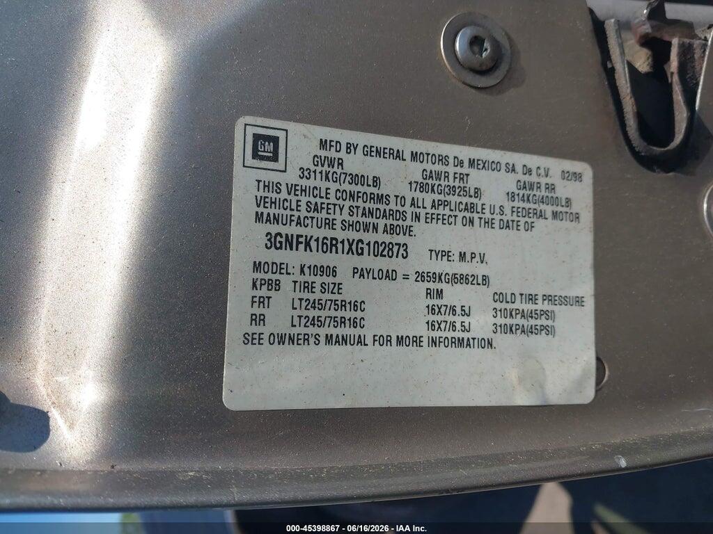 3GNFK16R1XG102873 1999 CHEVROLET SUBURBAN photo no. 9