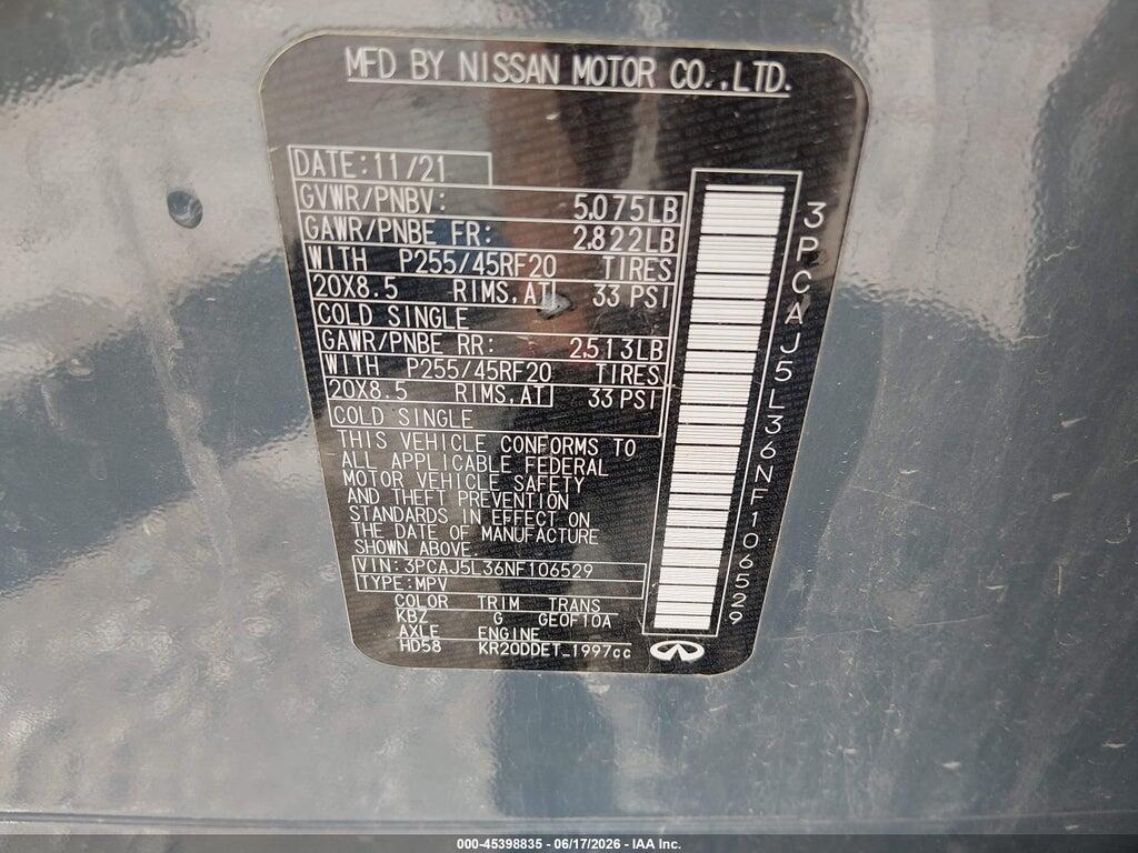3PCAJ5L36NF106529 2022 INFINITI QX55 photo no. 9
