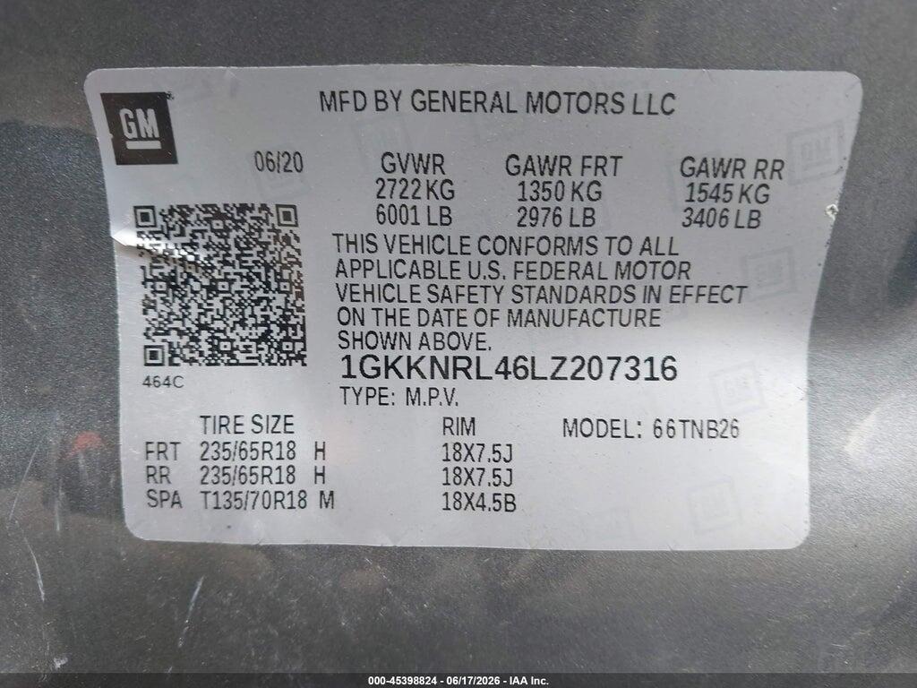 1GKKNRL46LZ207316 2020 GMC ACADIA photo no. 9