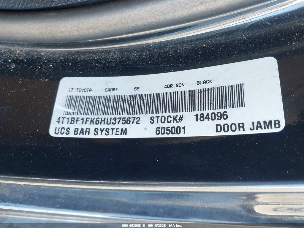 4T1BF1FK6HU375672 2017 TOYOTA CAMRY photo no. 9