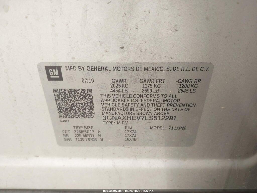 3GNAXHEV7LS512281 2020 CHEVROLET EQUINOX photo no. 9