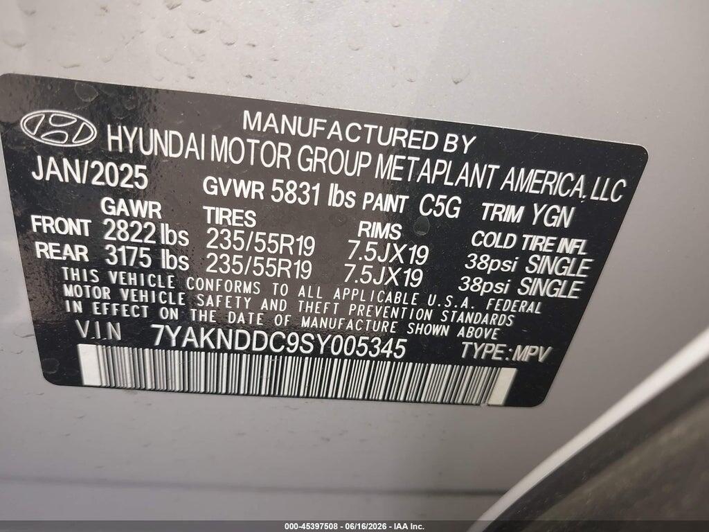 7YAKNDDC9SY005345 2025 HYUNDAI IONIQ 5 photo no. 9