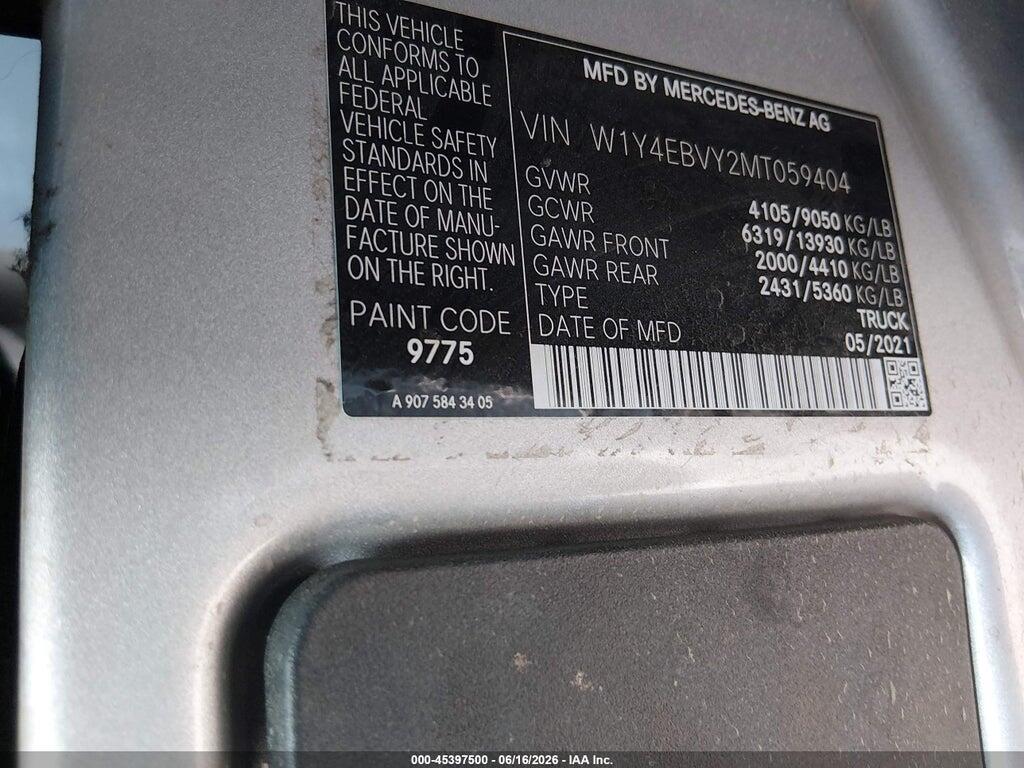 W1Y4EBVY2MT059404 2021 MERCEDES-BENZ SPRINTER 2500 photo no. 9