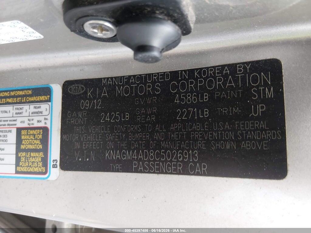 KNAGM4AD8C5026913 2012 KIA OPTIMA HYBRID photo no. 9