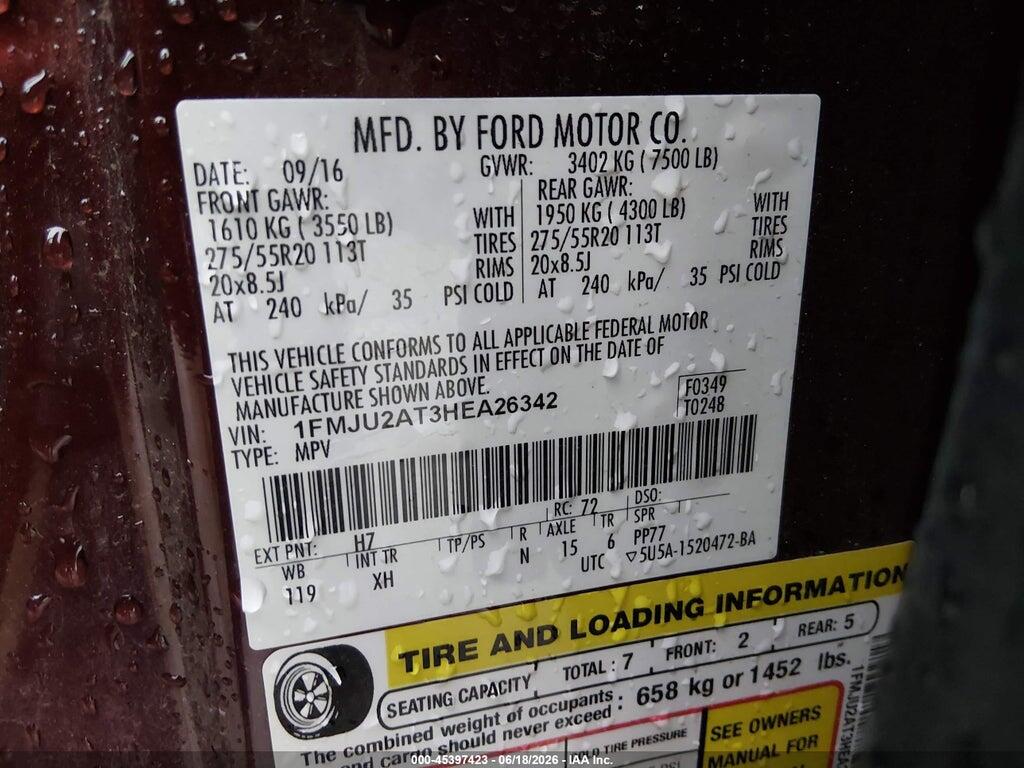 1FMJU2AT3HEA26342 2017 FORD EXPEDITION photo no. 9