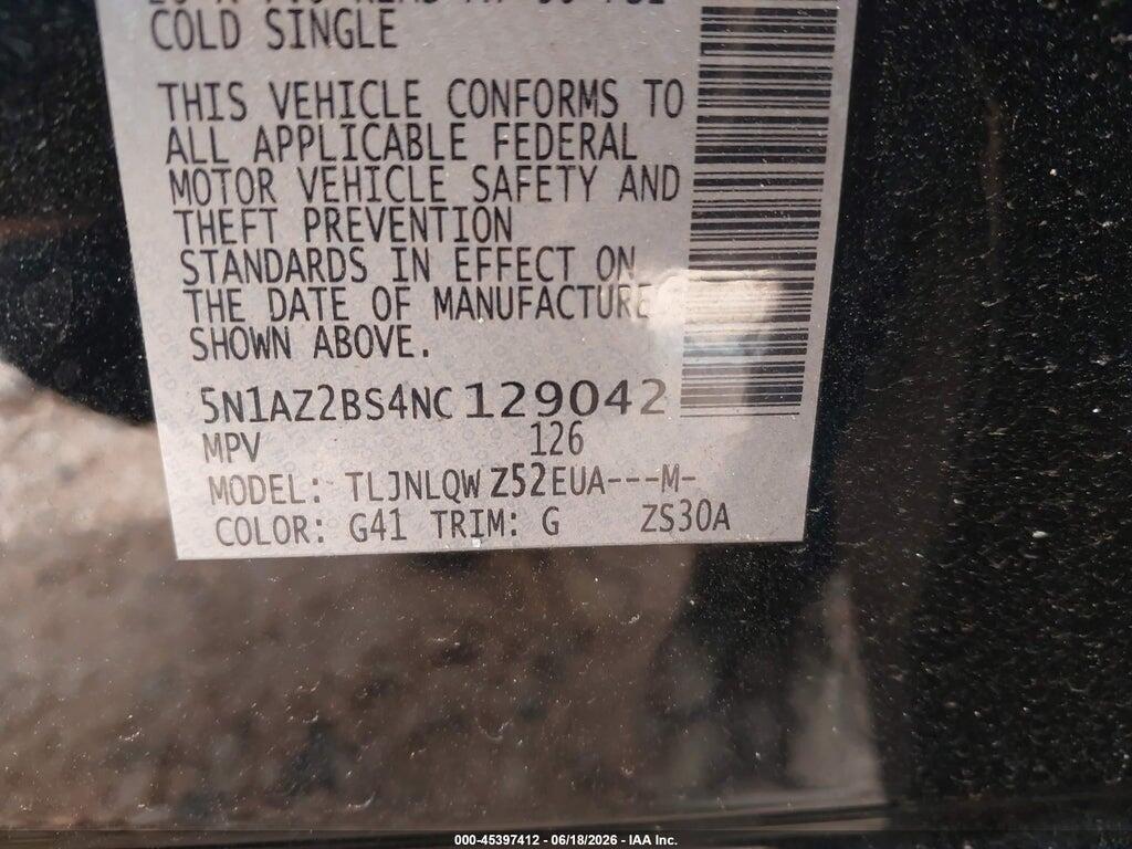 5N1AZ2BS4NC129042 2022 NISSAN MURANO photo no. 9