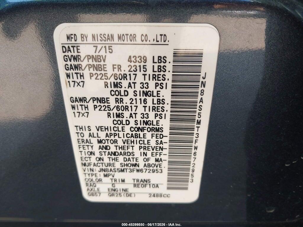 JN8AS5MT3FW672953 2015 NISSAN ROGUE SELECT photo no. 9