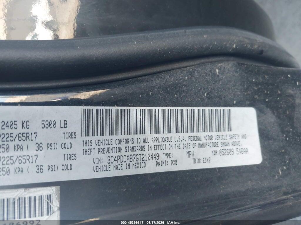 3C4PDCAB7GT210449 2016 DODGE JOURNEY photo no. 9