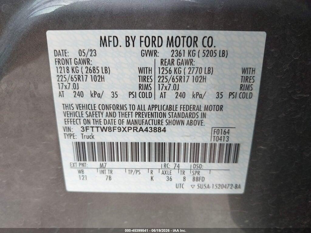 3FTTW8F9XPRA43884 2023 FORD MAVERICK photo no. 9