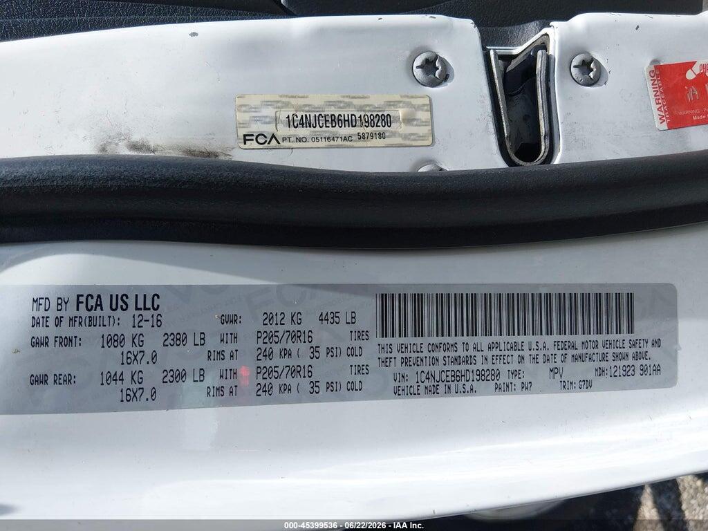 1C4NJCEB6HD198280 2017 JEEP COMPASS photo no. 9