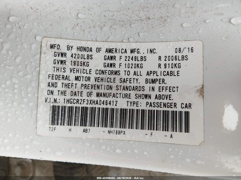 1HGCR2F3XHA046412 2017 HONDA ACCORD photo no. 9