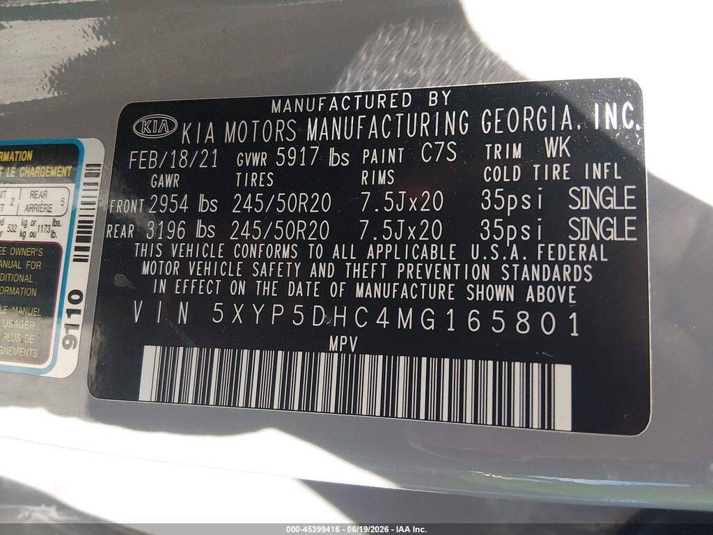 5XYP5DHC4MG165801 2021 KIA TELLURIDE photo no. 9