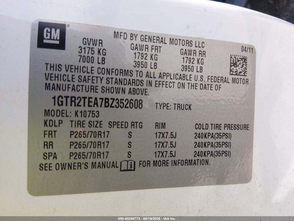 1GTR2TEA7BZ352608 2011 GMC SIERRA 1500 photo no. 9