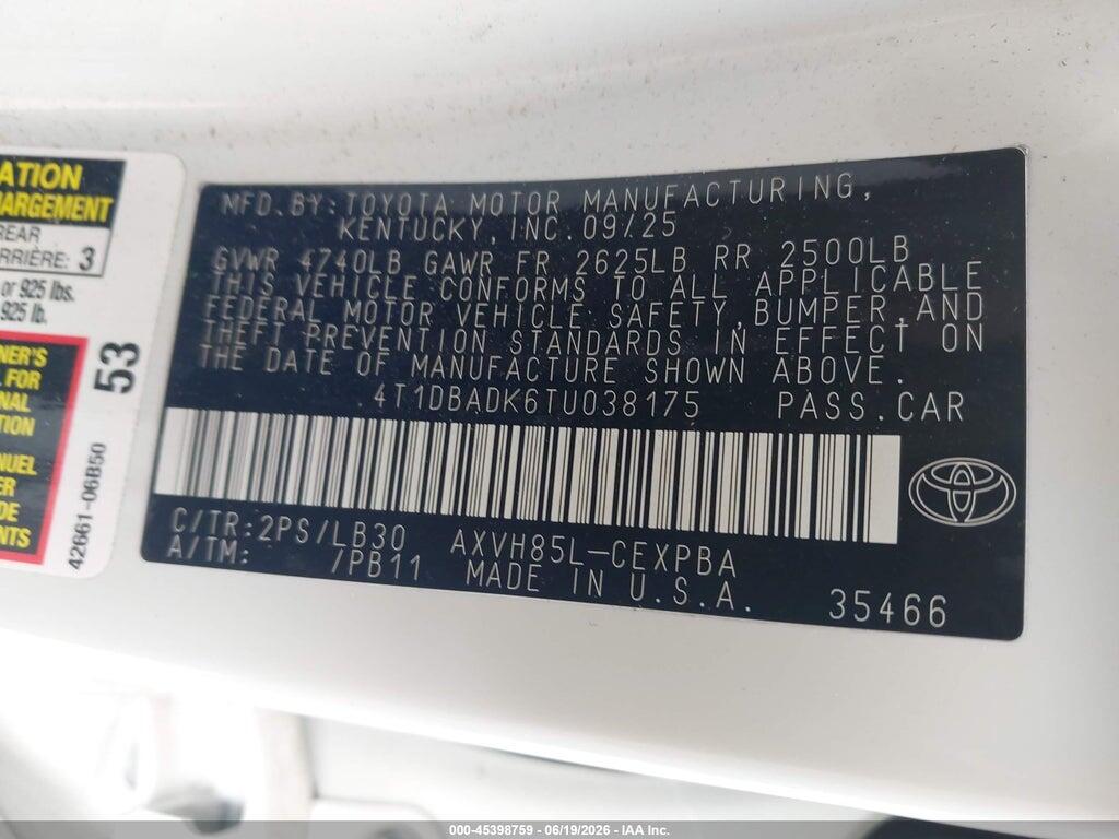4T1DBADK6TU038175 2026 TOYOTA CAMRY photo no. 9
