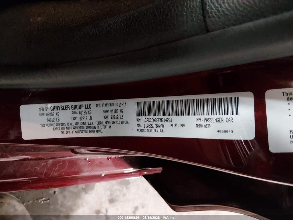 1C3CCCAB9FN614261 2015 CHRYSLER 200 photo no. 9