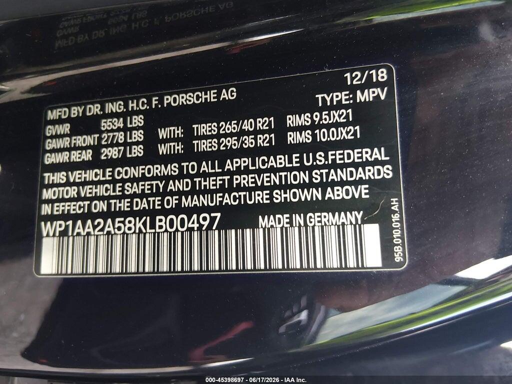 WP1AA2A58KLB00497 2019 PORSCHE MACAN photo no. 9