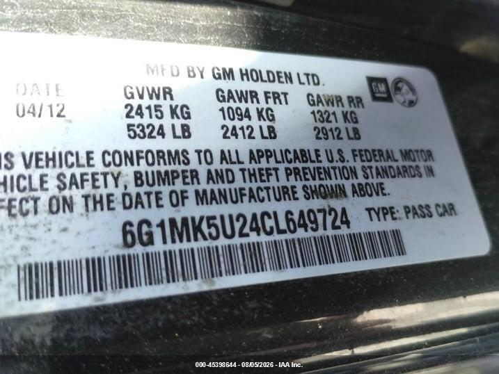 6G1MK5U24CL649724 2012 CHEVROLET CAPRICE photo no. 8