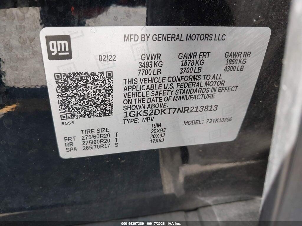 1GKS2DKT7NR213813 2022 GMC YUKON photo no. 9