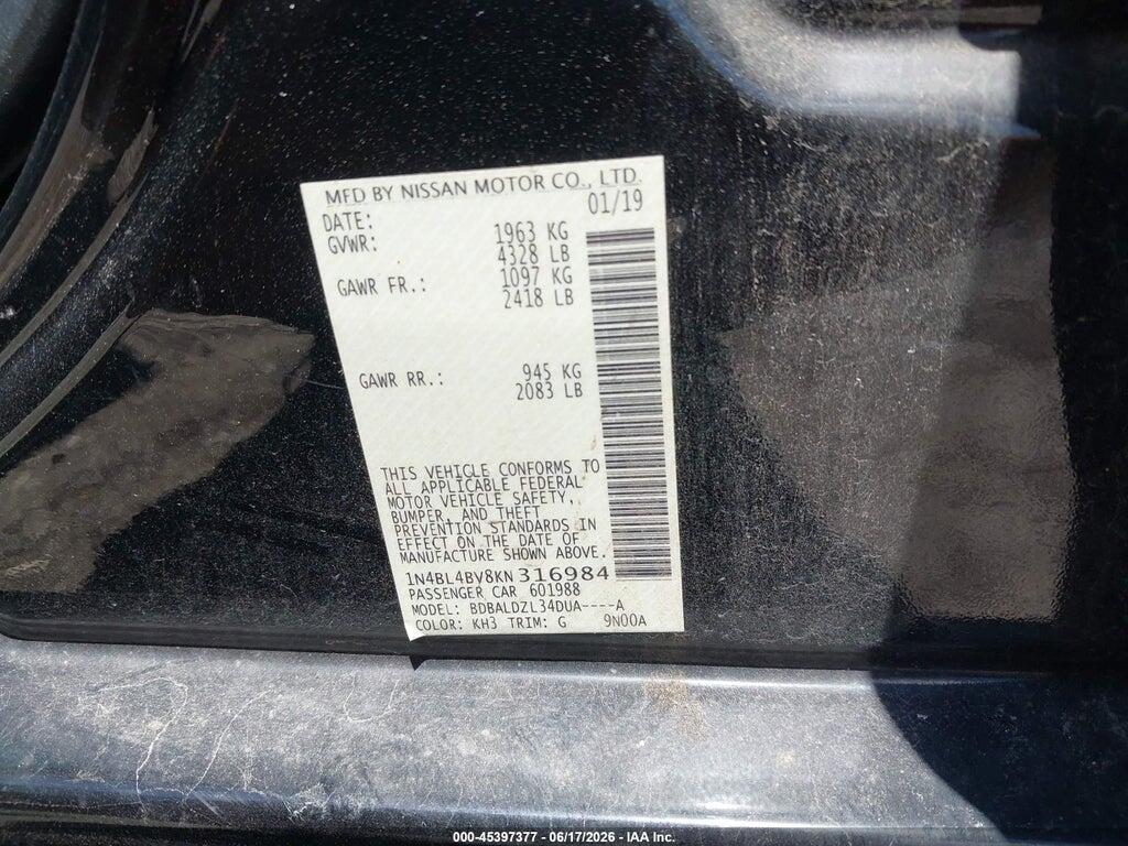 1N4BL4BV8KN316984 2019 NISSAN ALTIMA photo no. 9