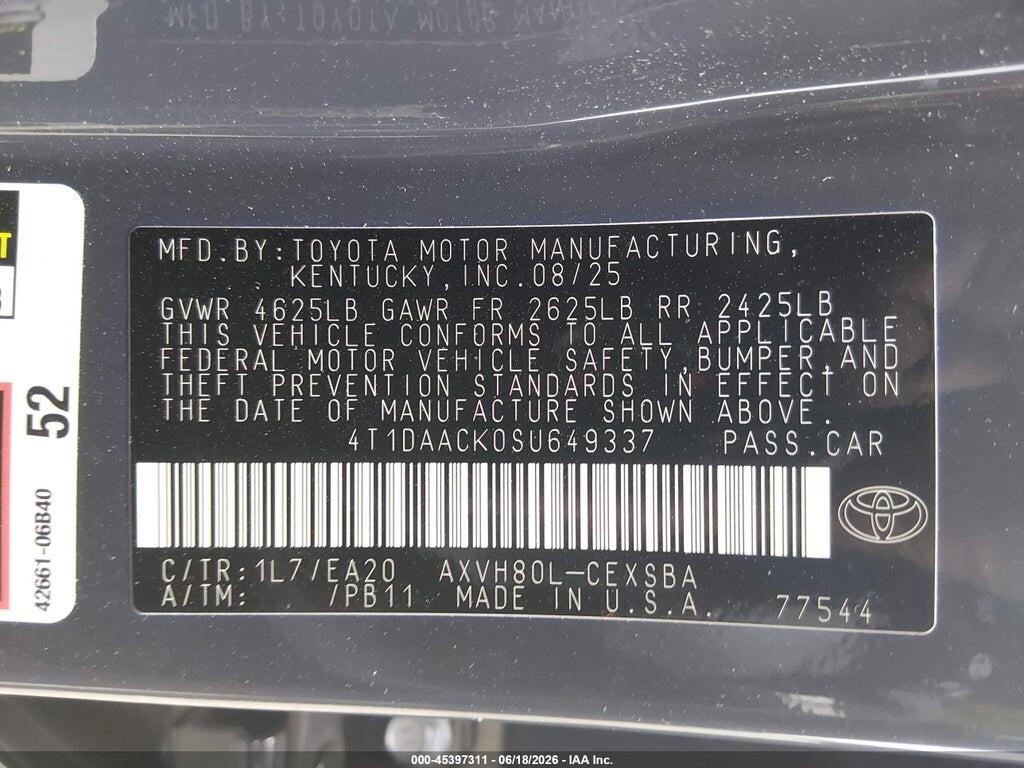 4T1DAACK0SU649337 2025 TOYOTA CAMRY photo no. 9