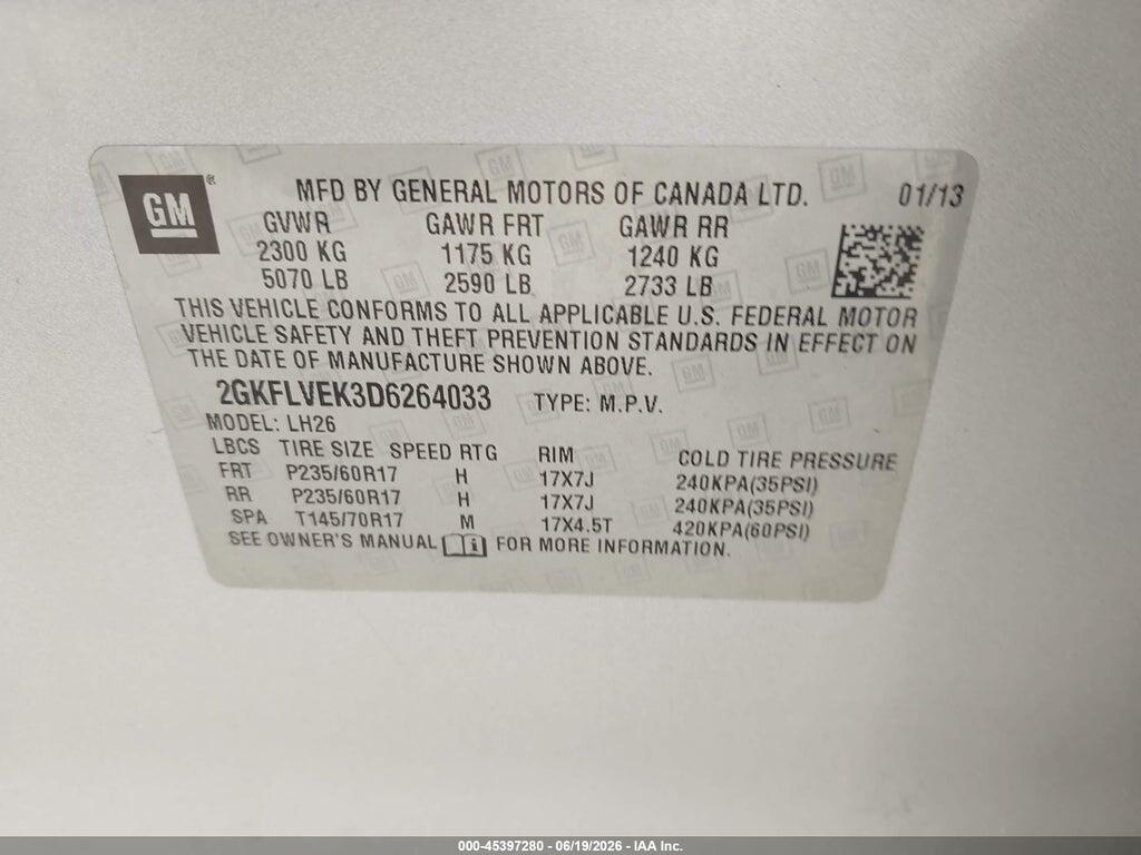 2GKFLVEK3D6264033 2013 GMC TERRAIN photo no. 9