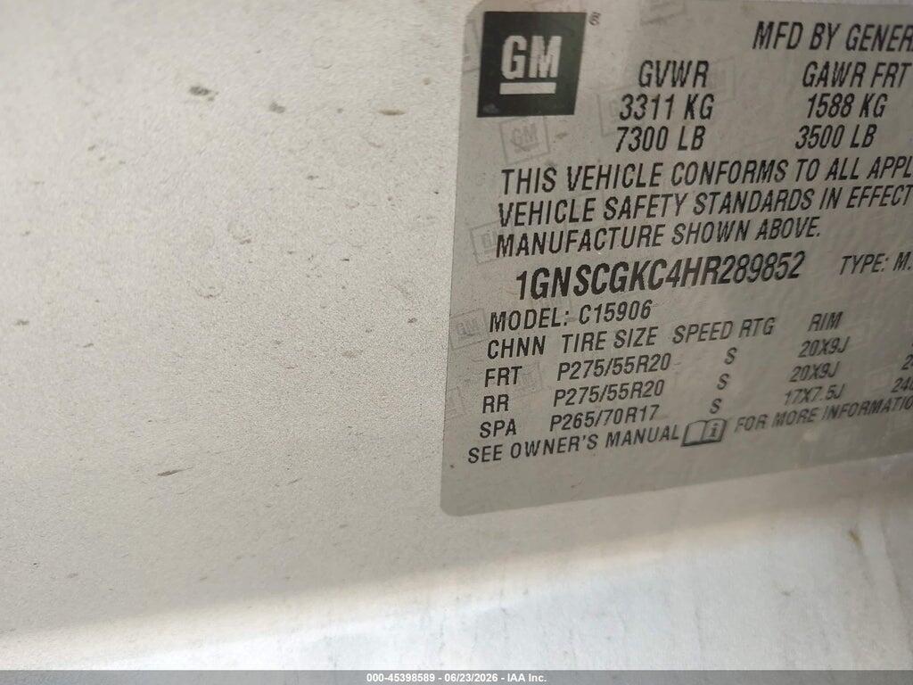 1GNSCGKC4HR289852 2017 CHEVROLET SUBURBAN photo no. 9