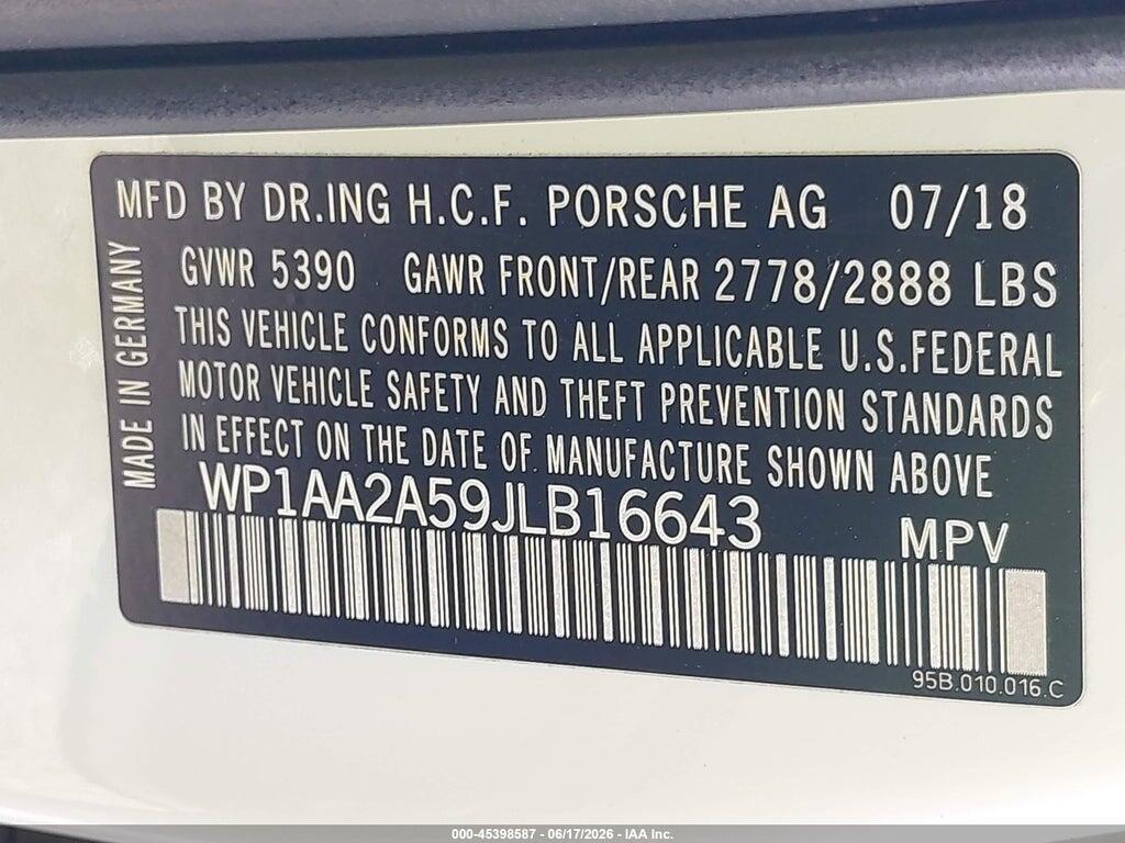 WP1AA2A59JLB16643 2018 PORSCHE MACAN photo no. 9