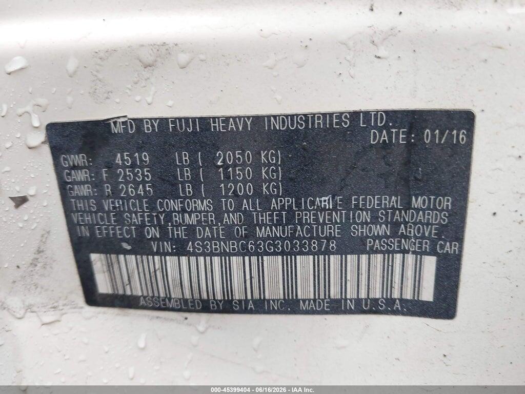 4S3BNBC63G3033878 2016 SUBARU LEGACY photo no. 9