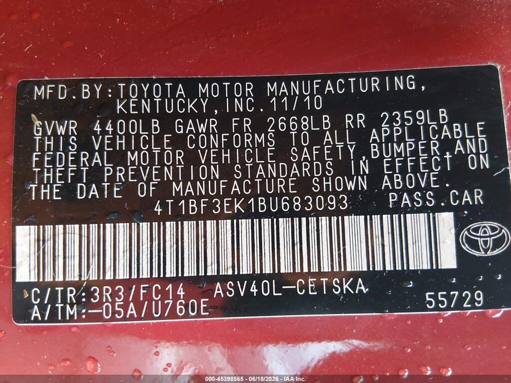 4T1BF3EK1BU683093 2011 TOYOTA CAMRY photo no. 9