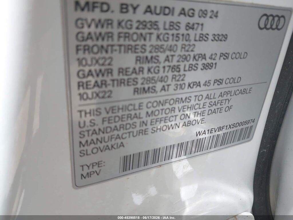 WA1EVBF1XSD005974 2025 AUDI Q8 photo no. 9