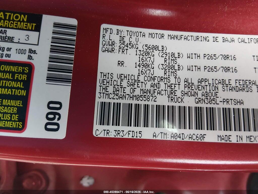 3TMCZ5AN7HM055872 2017 TOYOTA TACOMA photo no. 9