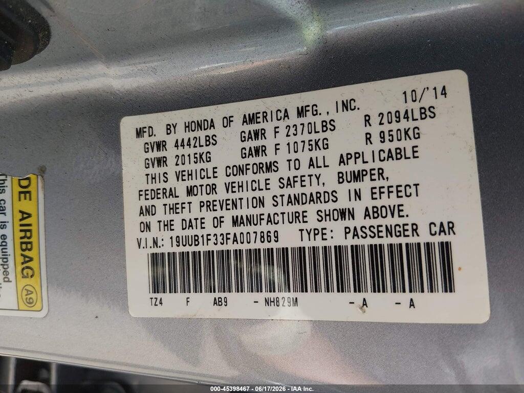 19UUB1F33FA007869 2015 ACURA TLX photo no. 9