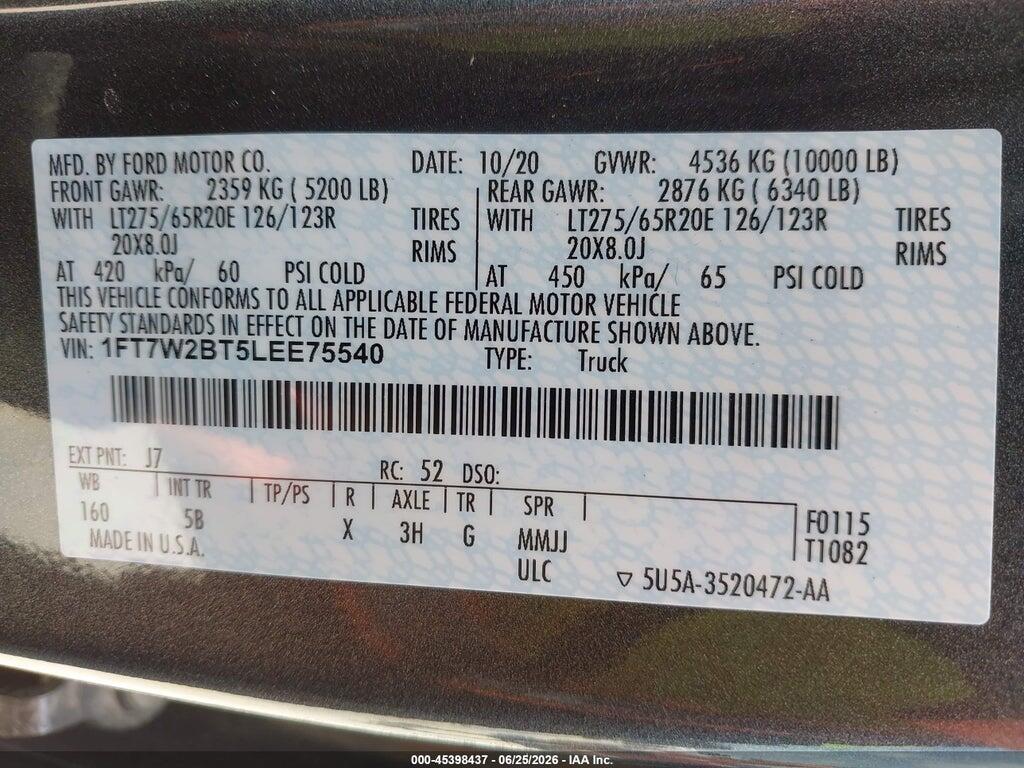 1FT7W2BT5LEE75540 2020 FORD F-250 photo no. 9